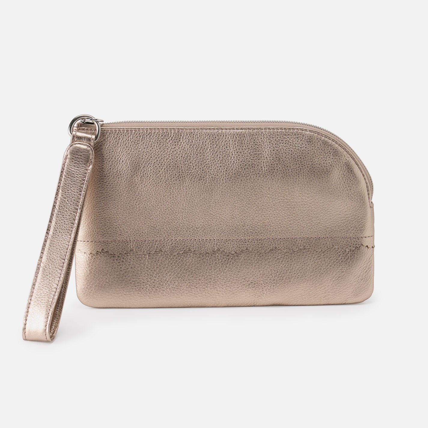 Tabby Wristlet In Metallic Leather - Cameo Quartz