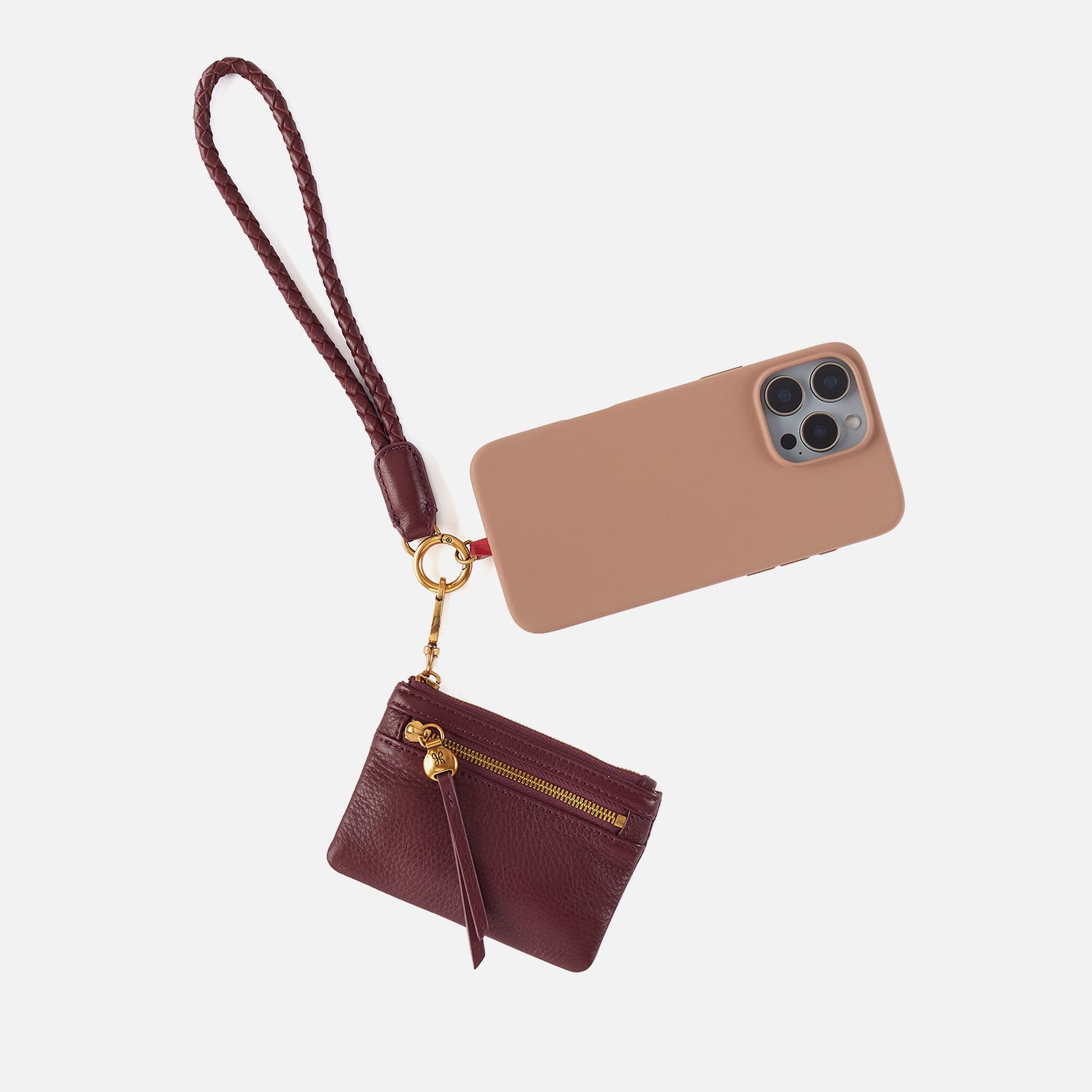 Lasso Phone Wristlet in Pebbled Leather - Mulberry Glaze - Image 4