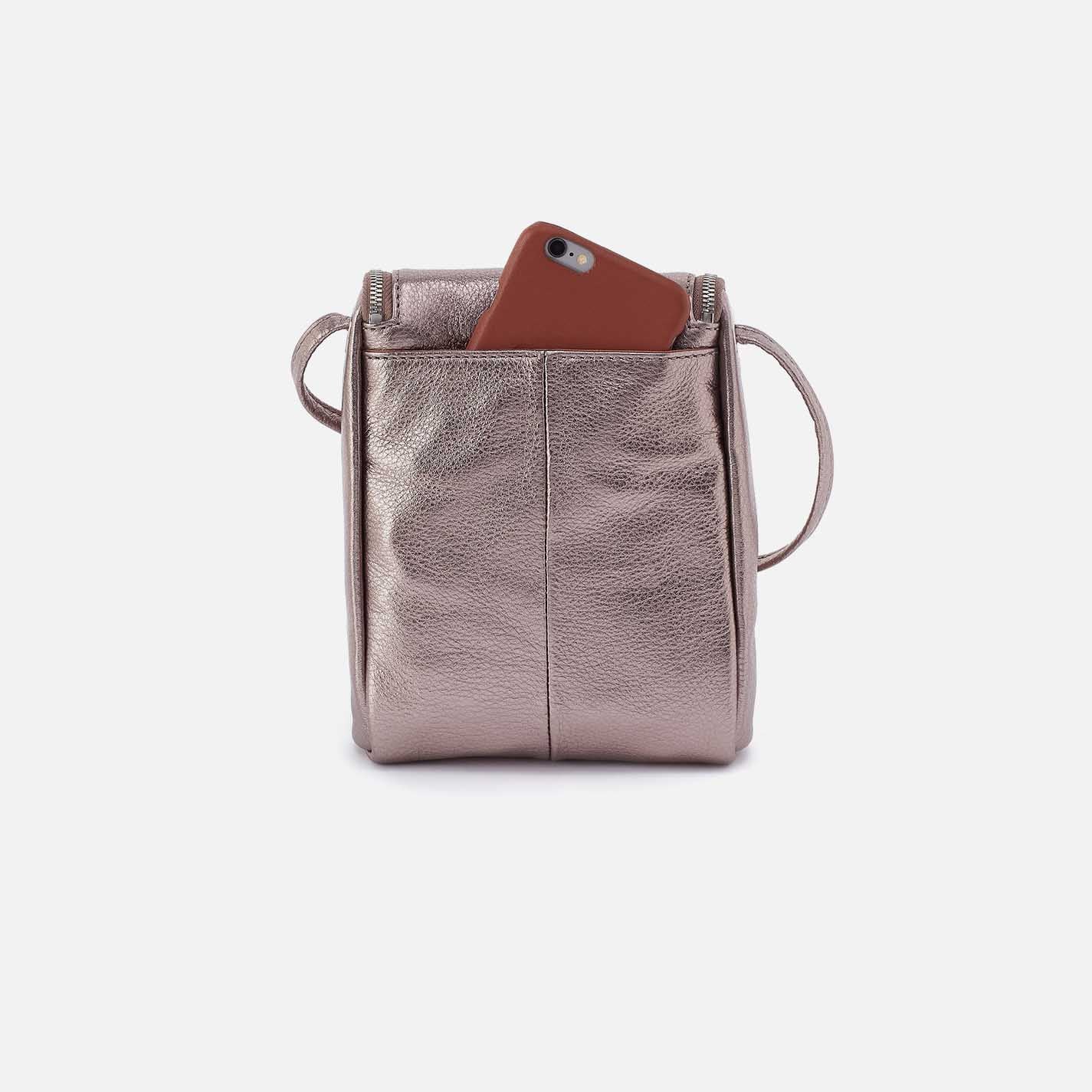 Fern Crossbody in Metallic Leather - Pewter Spur - Image 4