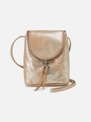 Fern Crossbody In Metallic Leather - Saddle Stardust