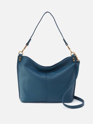 Pier Shoulder Bag in Pebbled Leather - Peacock Feather