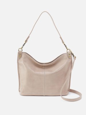 Pier Shoulder Bag in Aniline Gloss Leather - Stone Gloss