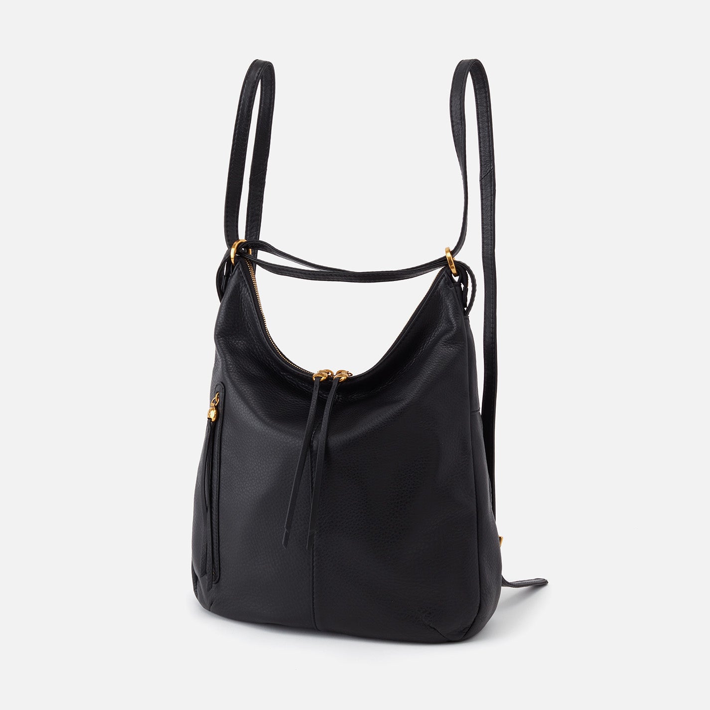 Merrin Convertible Backpack in Pebbled Leather - Black
