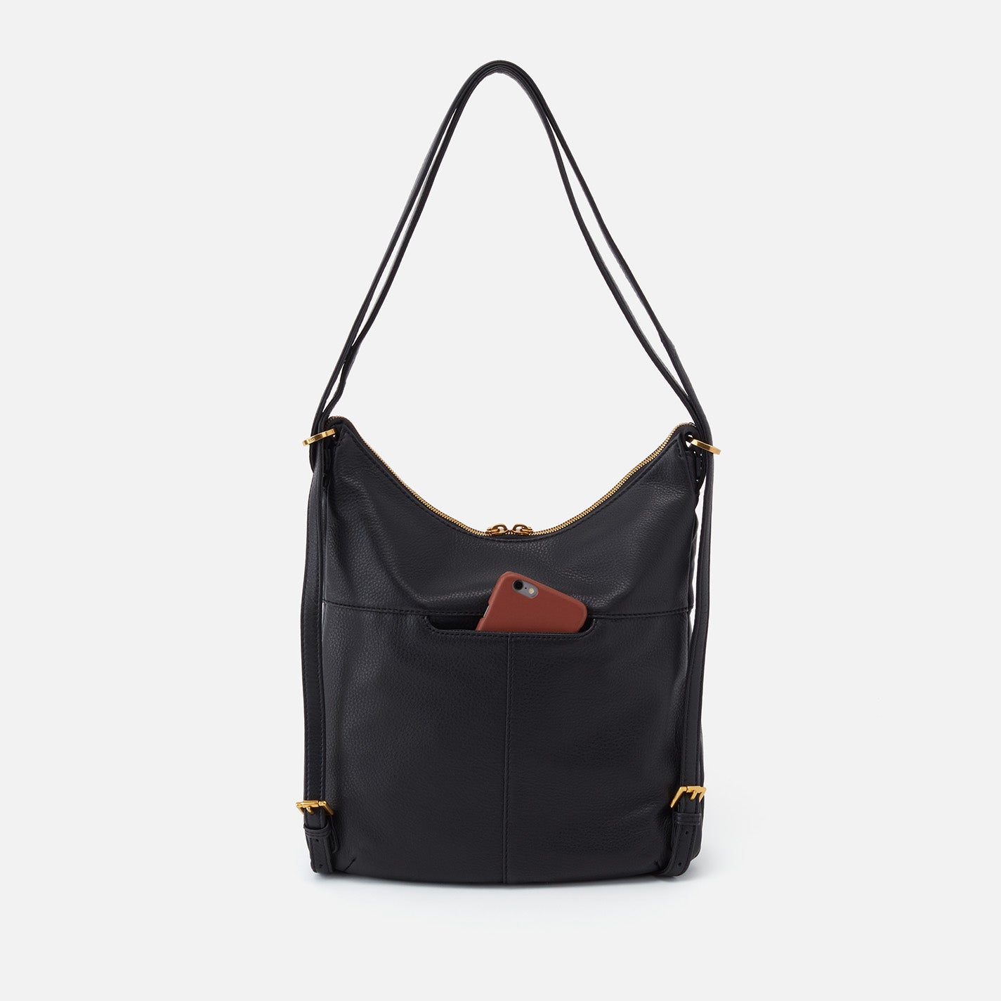 Merrin Convertible Backpack in Pebbled Leather - Black - Image 6
