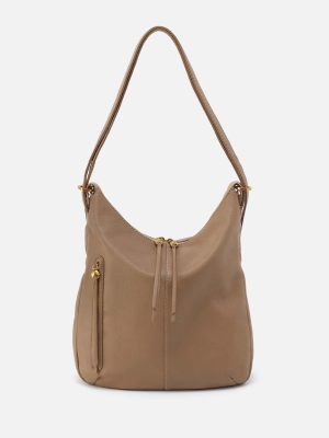 Merrin Convertible Backpack in Pebbled Leather - Cedar Sagebrush