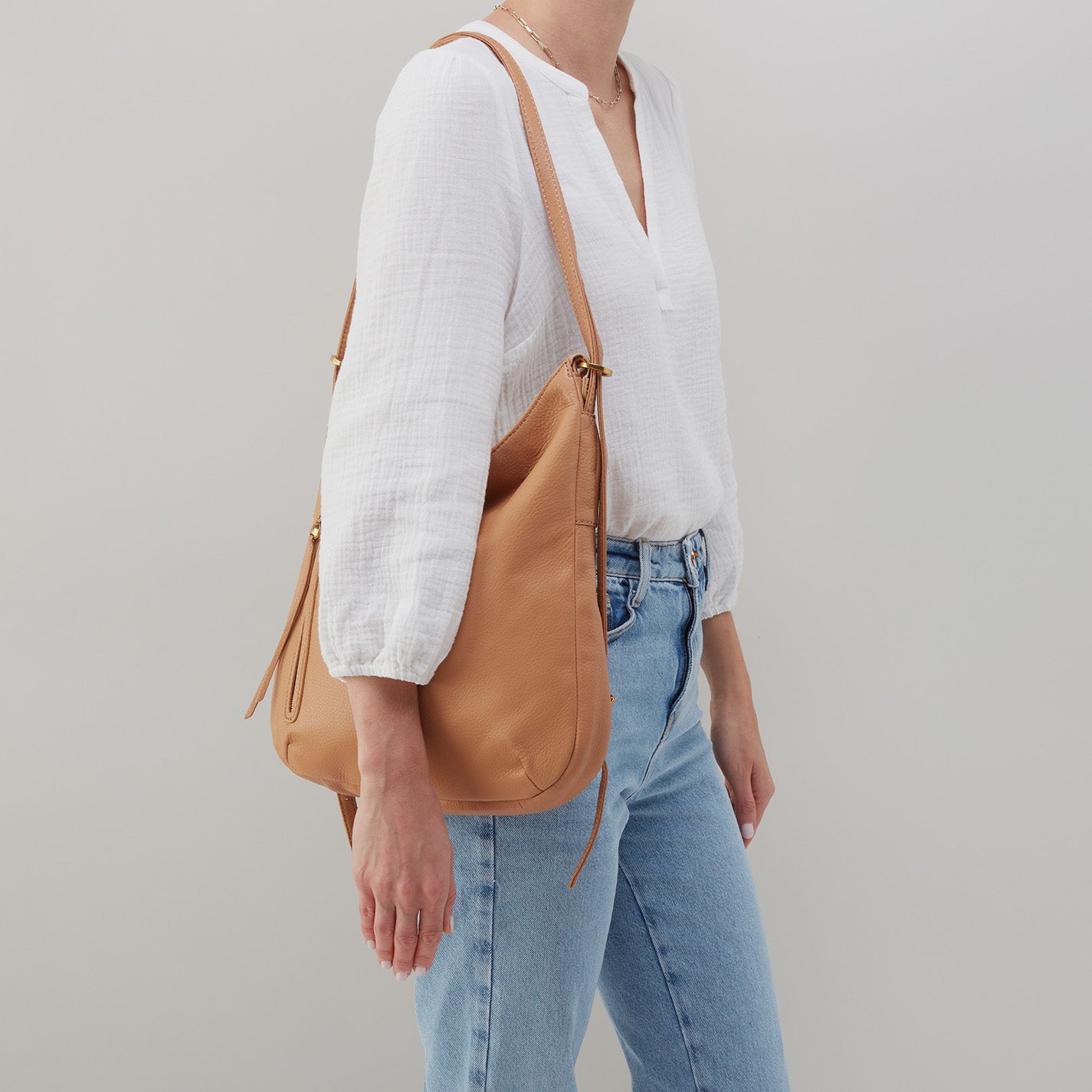 Merrin Convertible Backpack in Pebbled Leather - Sandstorm - Image 8