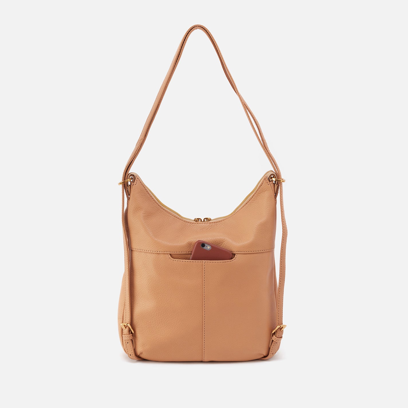 Merrin Convertible Backpack in Pebbled Leather - Sandstorm - Image 7
