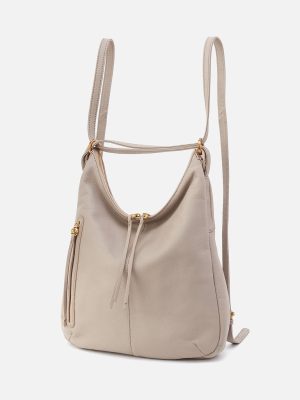 Merrin Convertible Backpack in Pebbled Leather - Taupe
