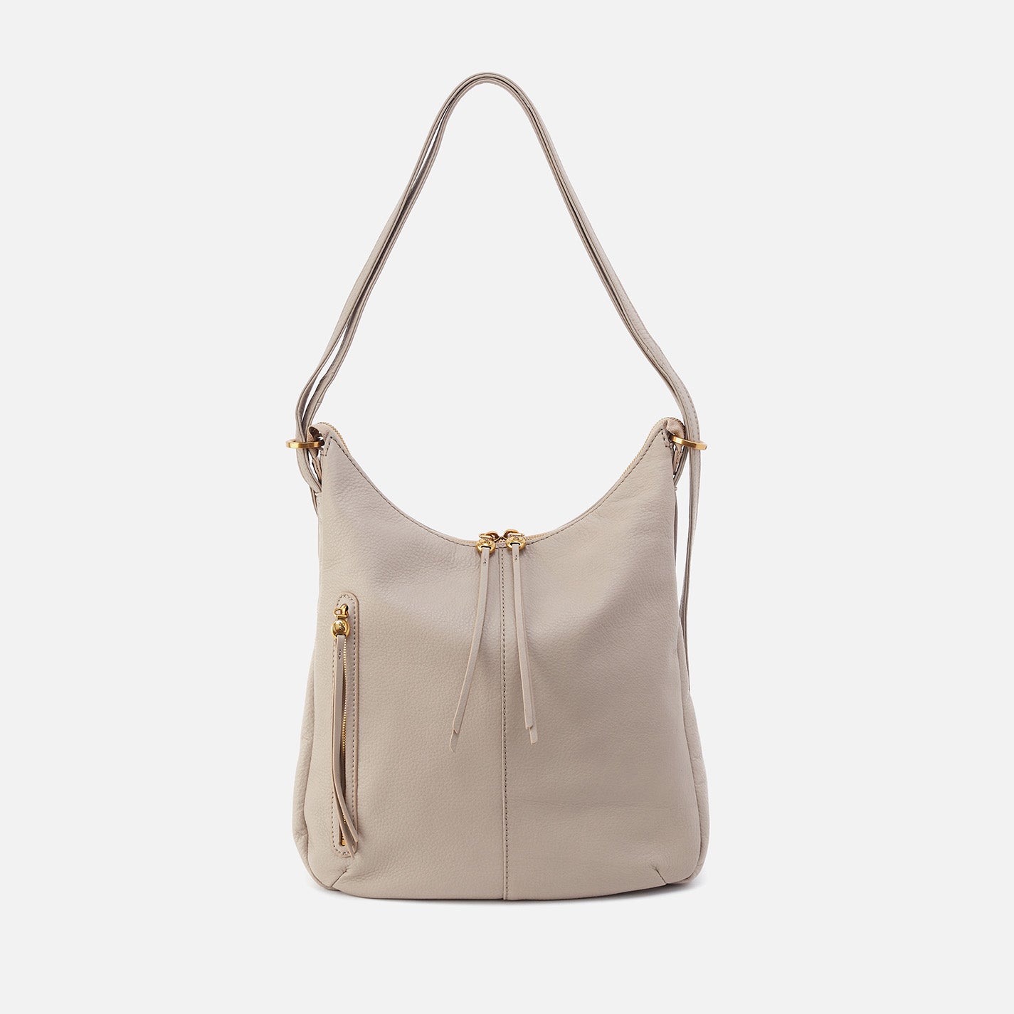 Merrin Convertible Backpack in Pebbled Leather - Taupe - Image 7