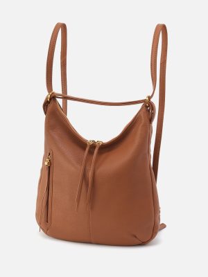 Merrin Convertible Backpack In Pebbled Leather - Warm Honey