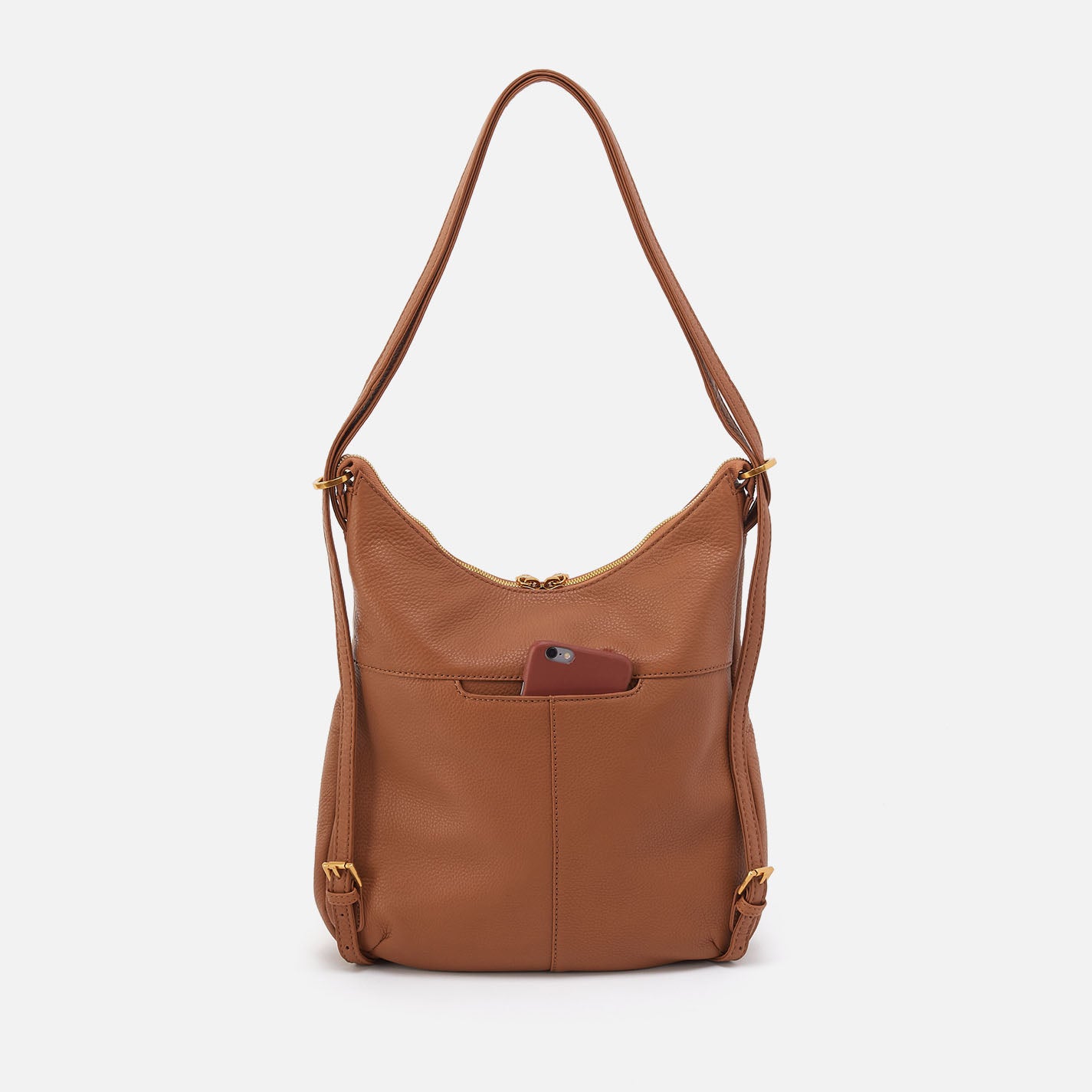 Merrin Convertible Backpack In Pebbled Leather - Warm Honey - Image 5