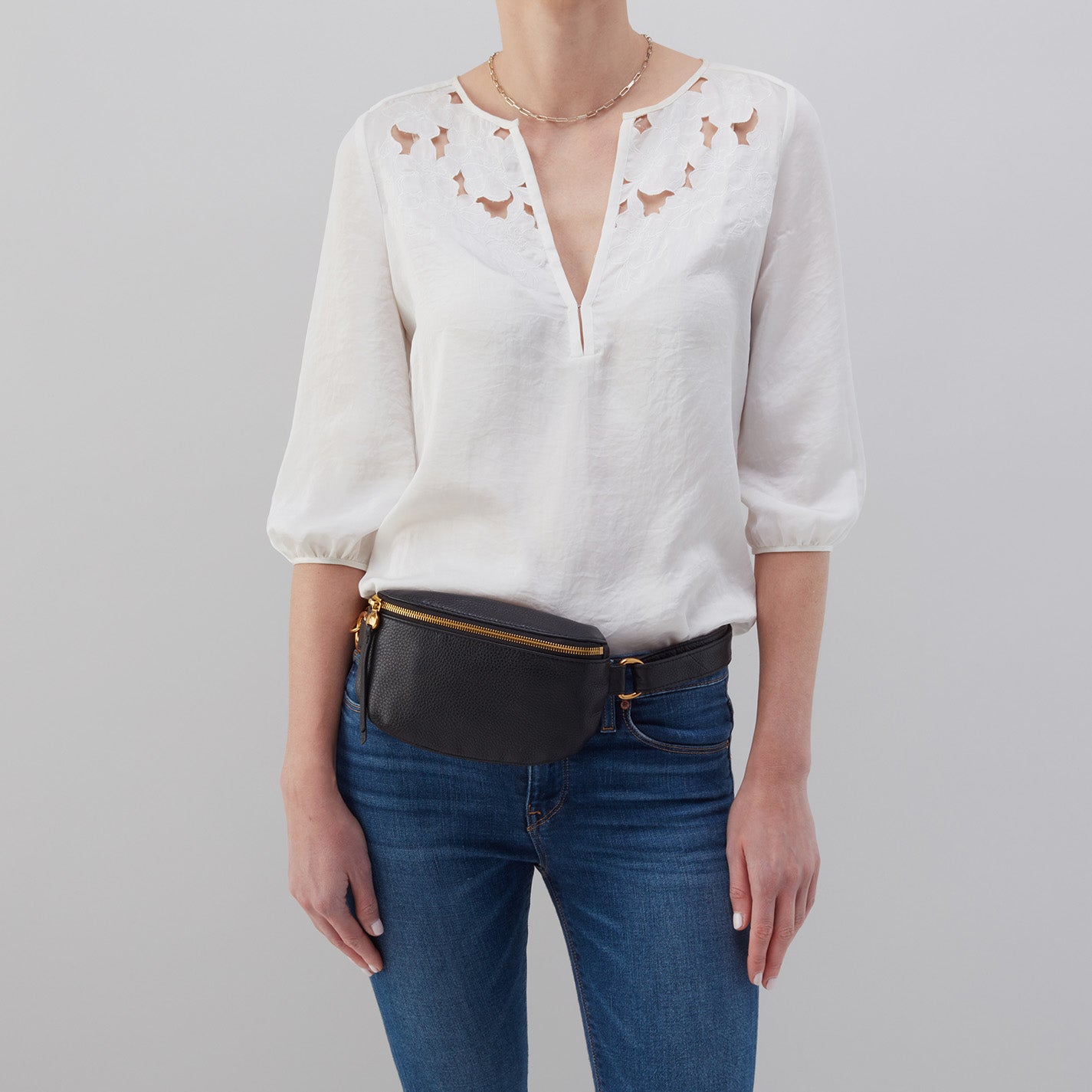 Fern Belt Bag In Pebbled Leather - Taupe - Image 3