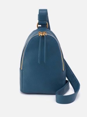 Fern Sling in Pebbled Leather - Peacock Feather