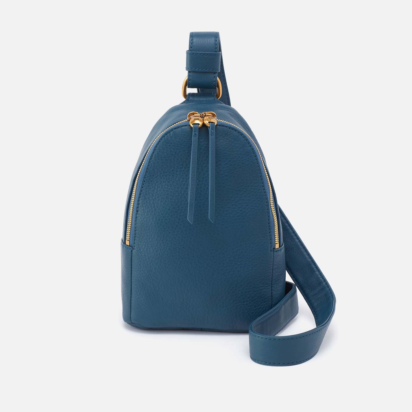 Fern Sling in Pebbled Leather - Peacock Feather