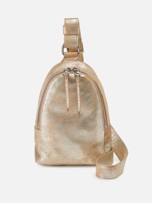 Fern Sling In Metallic Leather - Saddle Stardust