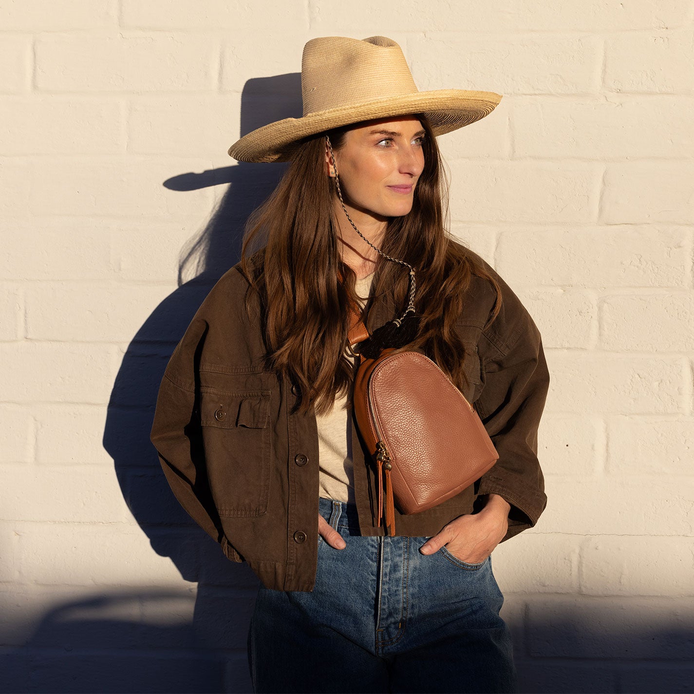 Fern Sling in Pebbled Leather - Warm Honey - Image 2