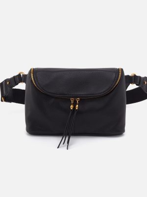 Fern Large Belt Bag in Pebbled Leather - Black