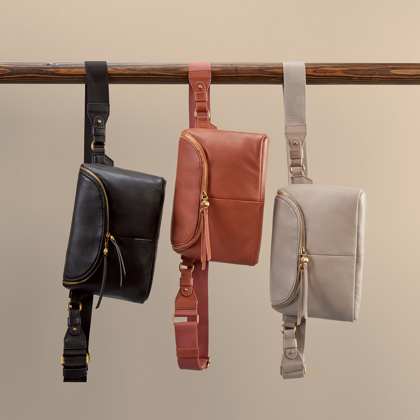 Fern Large Belt Bag in Pebbled Leather - Black - Image 7