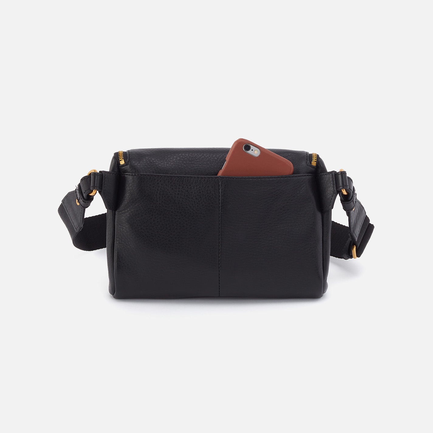 Fern Large Belt Bag in Pebbled Leather - Black - Image 6