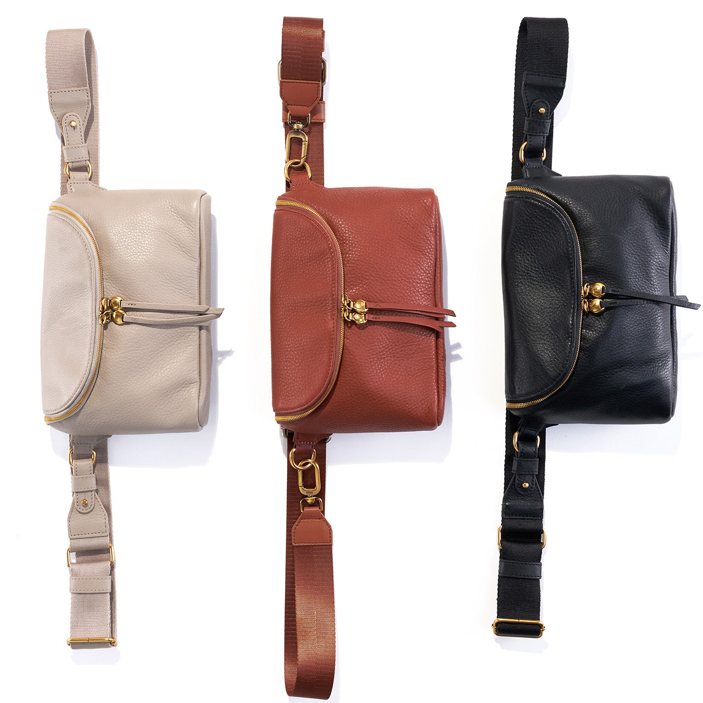 Fern Large Belt Bag in Pebbled Leather - Taupe - Image 2