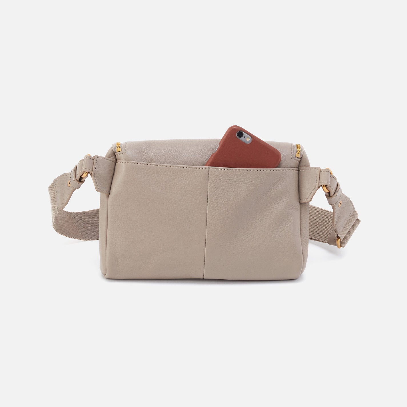Fern Large Belt Bag in Pebbled Leather - Taupe - Image 6