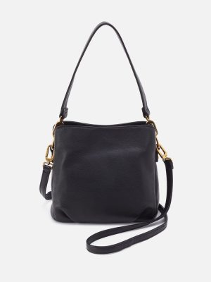 Starr Convertible Shoulder Bag in Pebbled Leather - Black