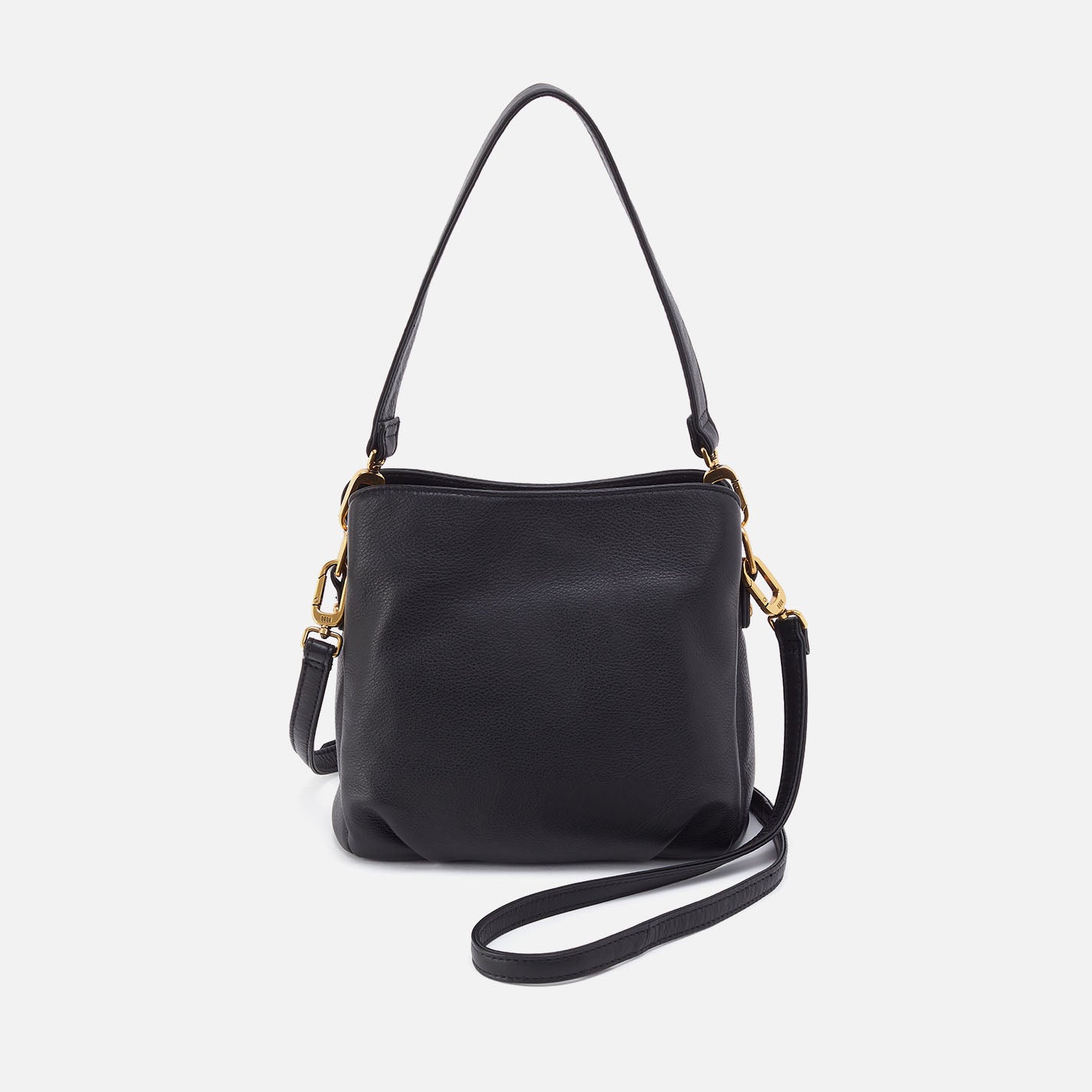 Starr Convertible Shoulder Bag in Pebbled Leather - Black