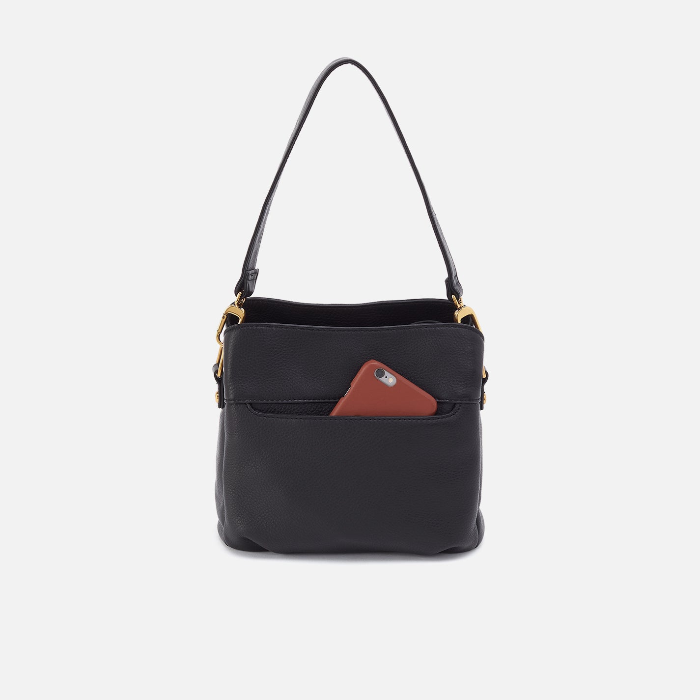 Starr Convertible Shoulder Bag in Pebbled Leather - Black - Image 5