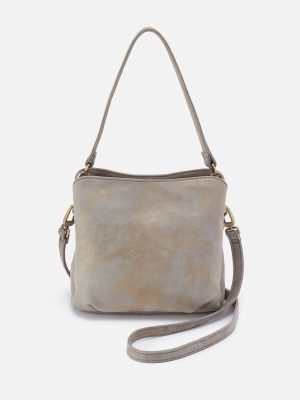 Starr Convertible Shoulder Bag in Nubuck Leather - Golden Granite