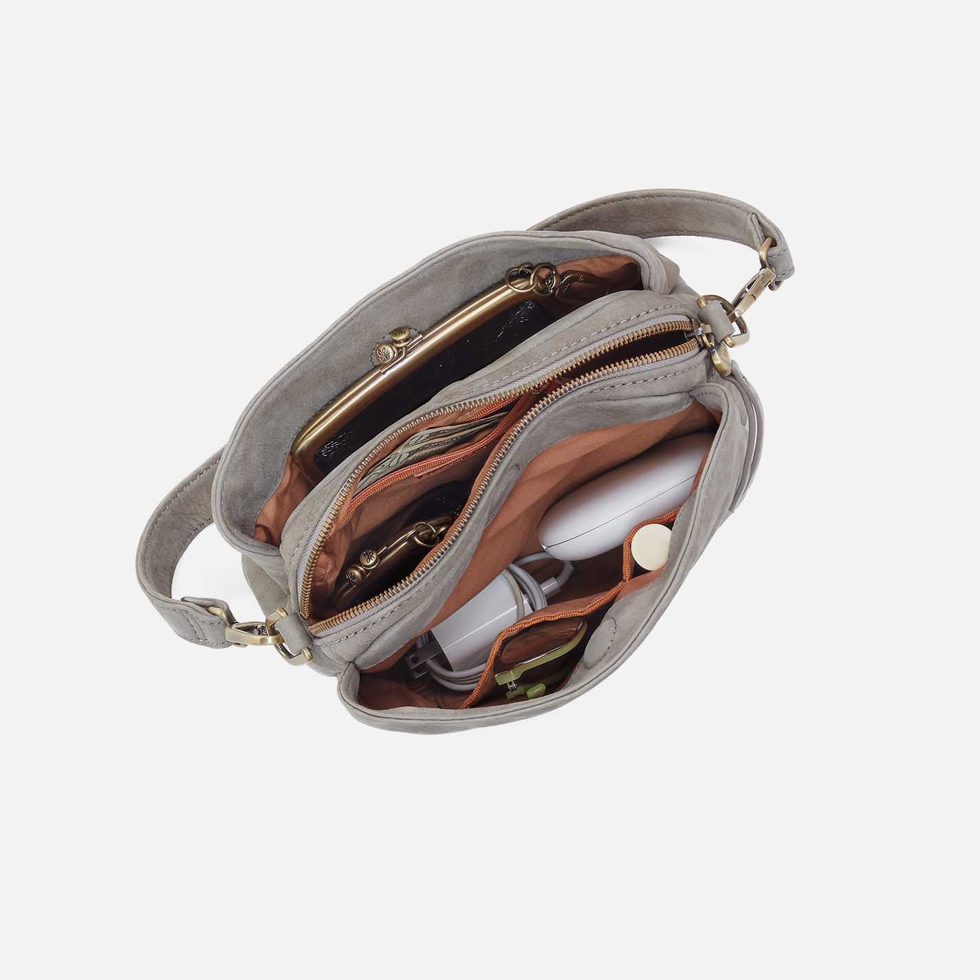 Starr Convertible Shoulder Bag in Nubuck Leather - Golden Granite - Image 3