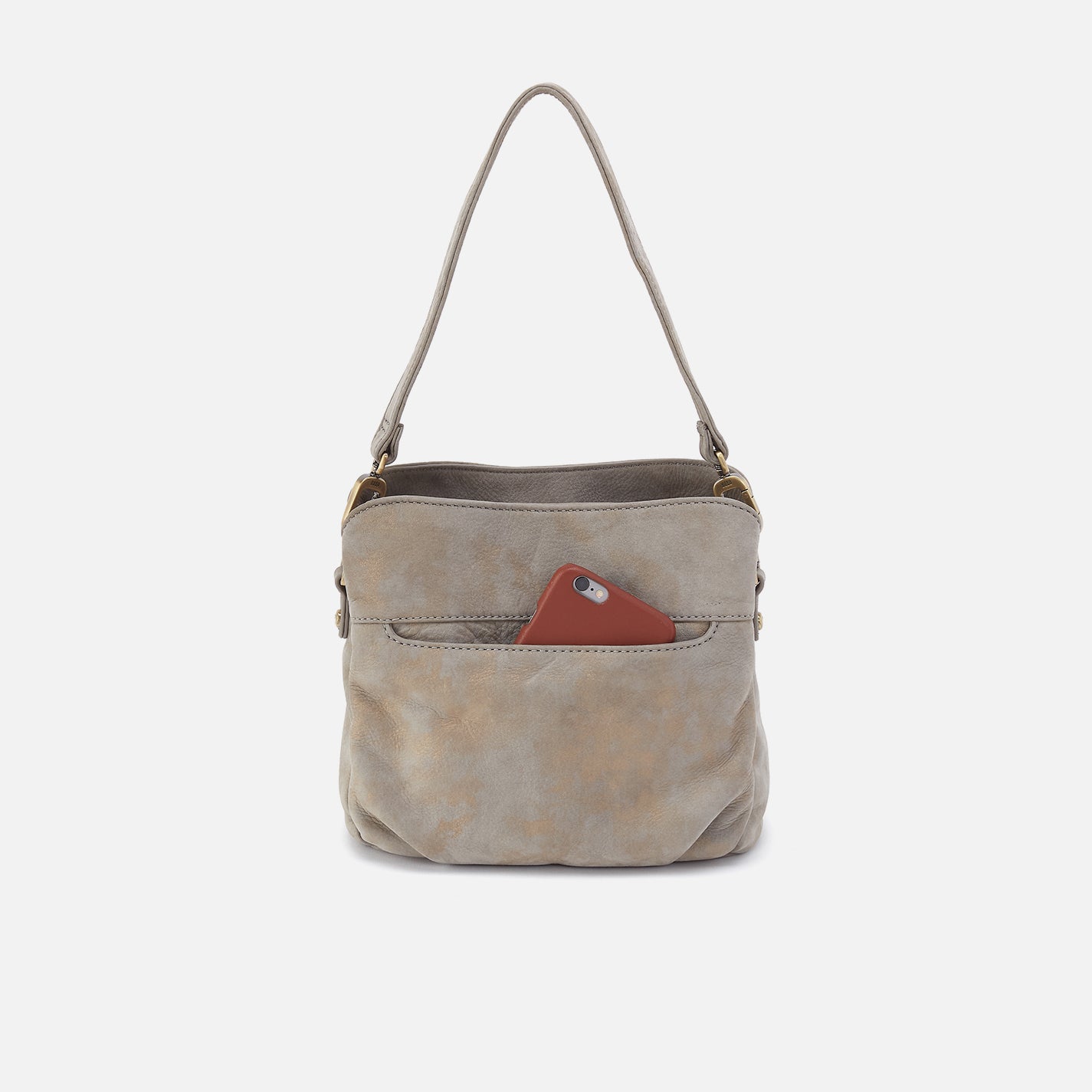 Starr Convertible Shoulder Bag in Nubuck Leather - Golden Granite - Image 4