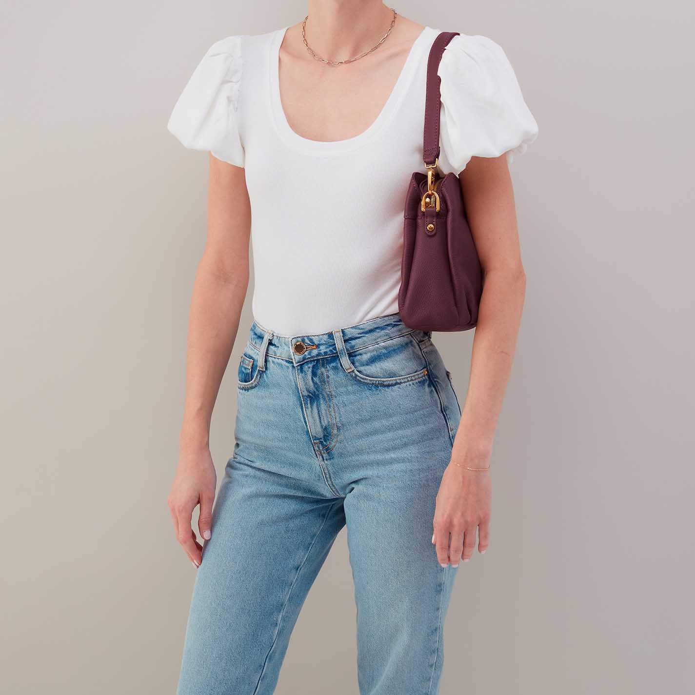 Starr Convertible Shoulder Bag in Pebbled Leather - Mulberry Glaze - Image 5