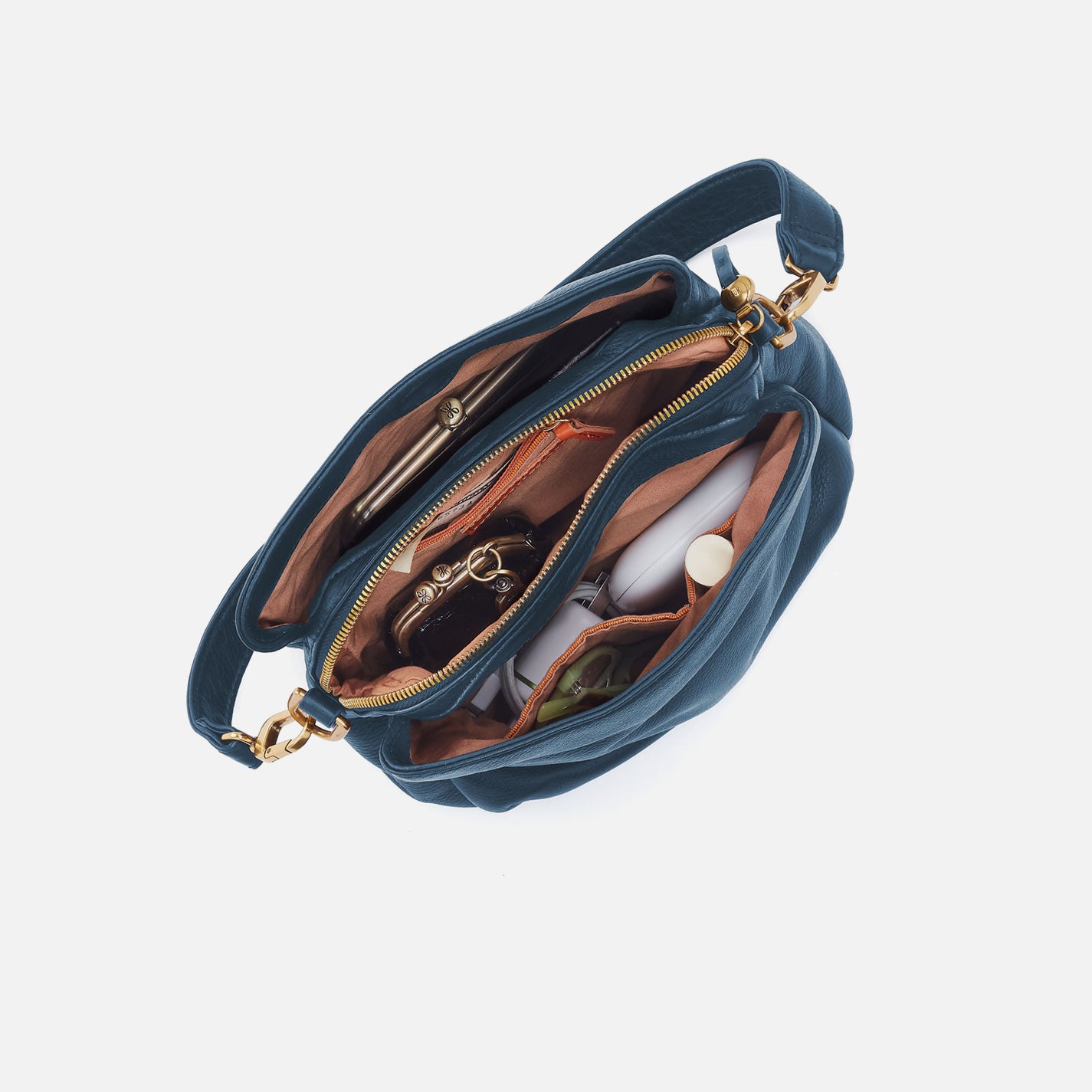 Starr Convertible Shoulder Bag in Pebbled Leather - Peacock Feather - Image 3