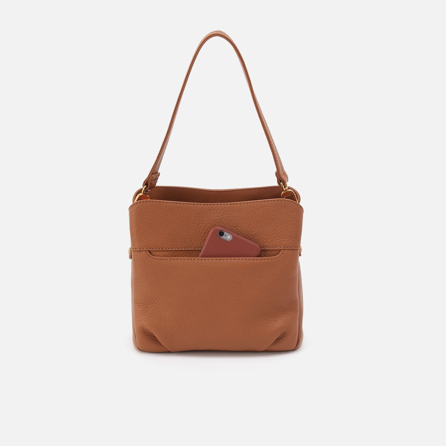 Starr Convertible Shoulder Bag in Pebbled Leather - Warm Honey - Image 6