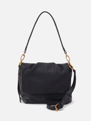 Harley Convertible Shoulder Bag in Pebbled Leather - Black