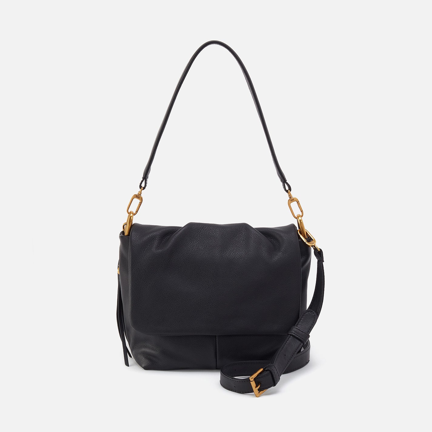 Harley Convertible Shoulder Bag in Pebbled Leather - Black