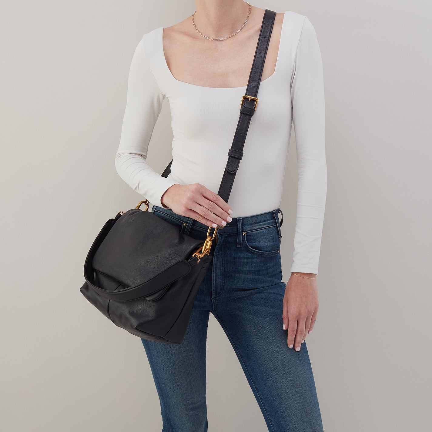 Harley Convertible Shoulder Bag in Pebbled Leather - Black - Image 3