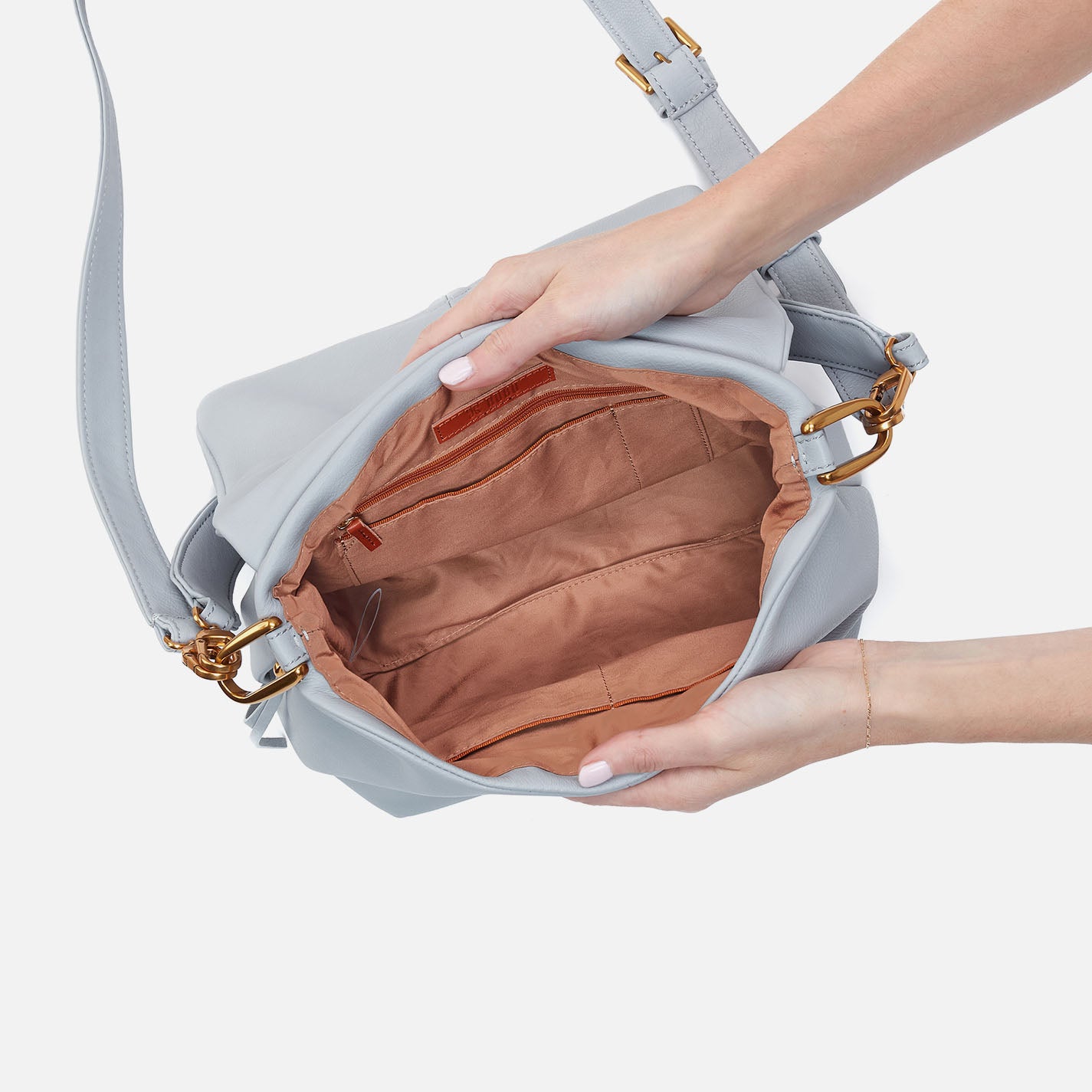 Harley Convertible Shoulder Bag In Pebbled Leather - Blue Pearl - Image 3