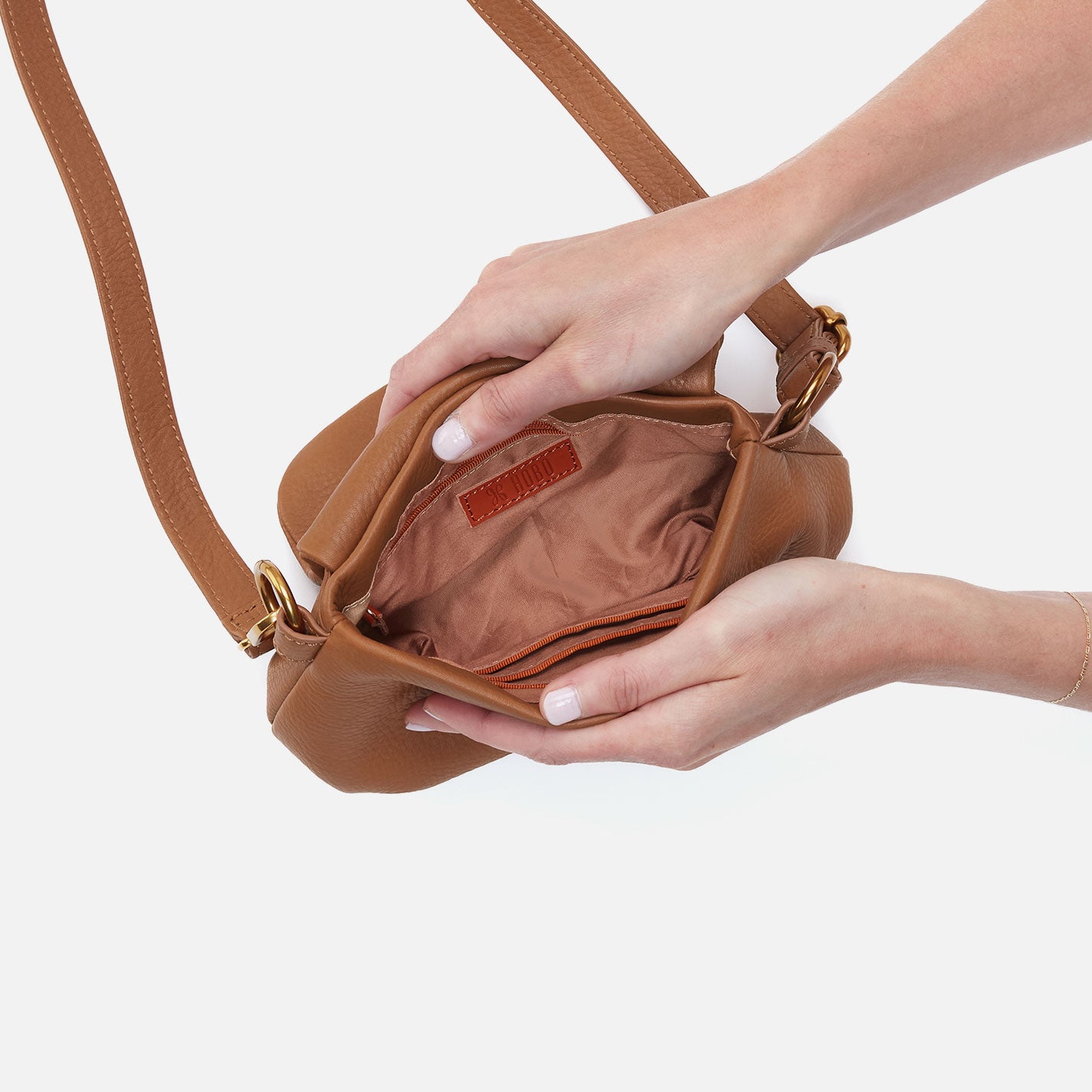 Harley Crossbody Sling In Pebbled Leather - Warm Honey - Image 3