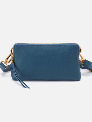 Fern Slim Belt Bag in Pebbled Leather - Peacock Feather