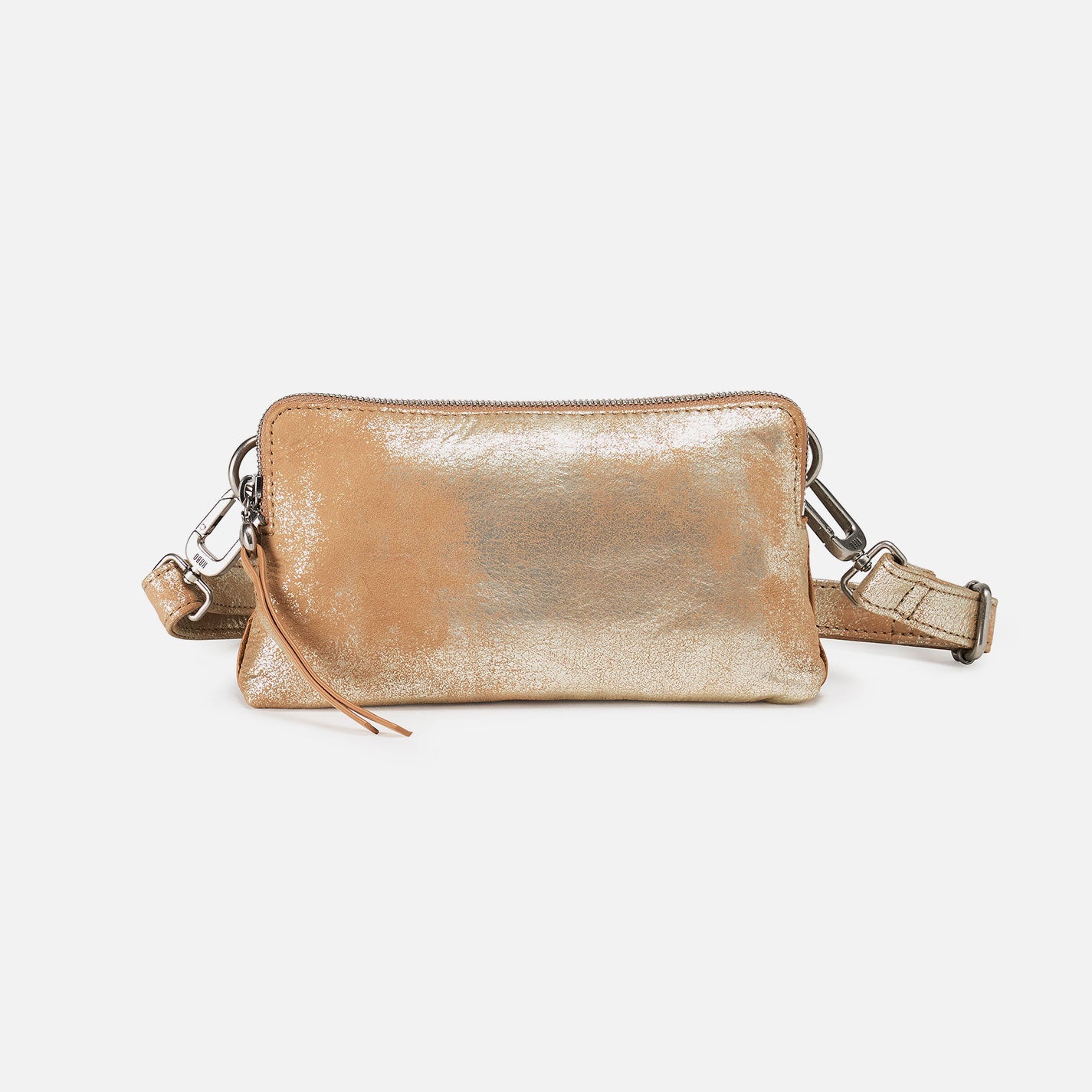 Fern Slim Belt Bag In Metallic Leather - Saddle Stardust
