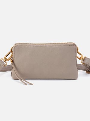 Fern Slim Belt Bag in Pebbled Leather - Taupe