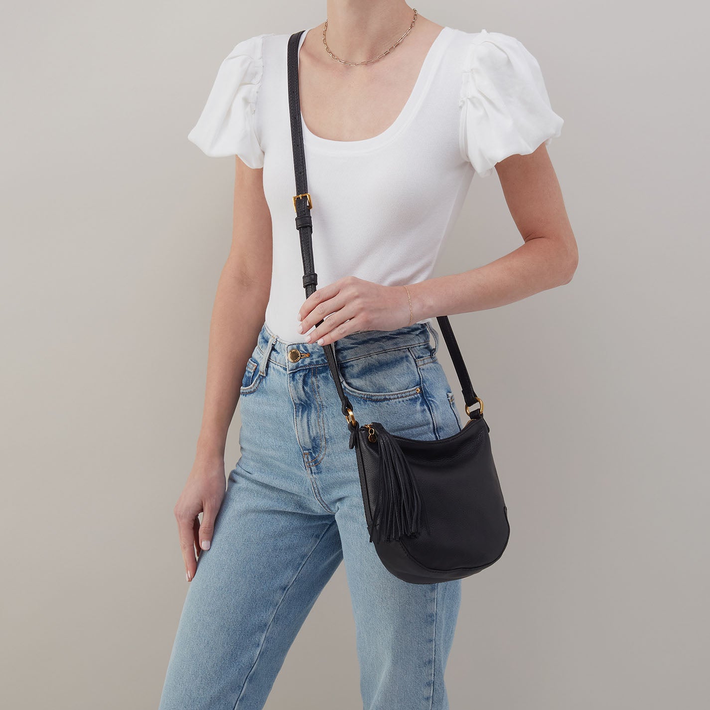 Lexi Crossbody in Pebbled Leather - Black - Image 2