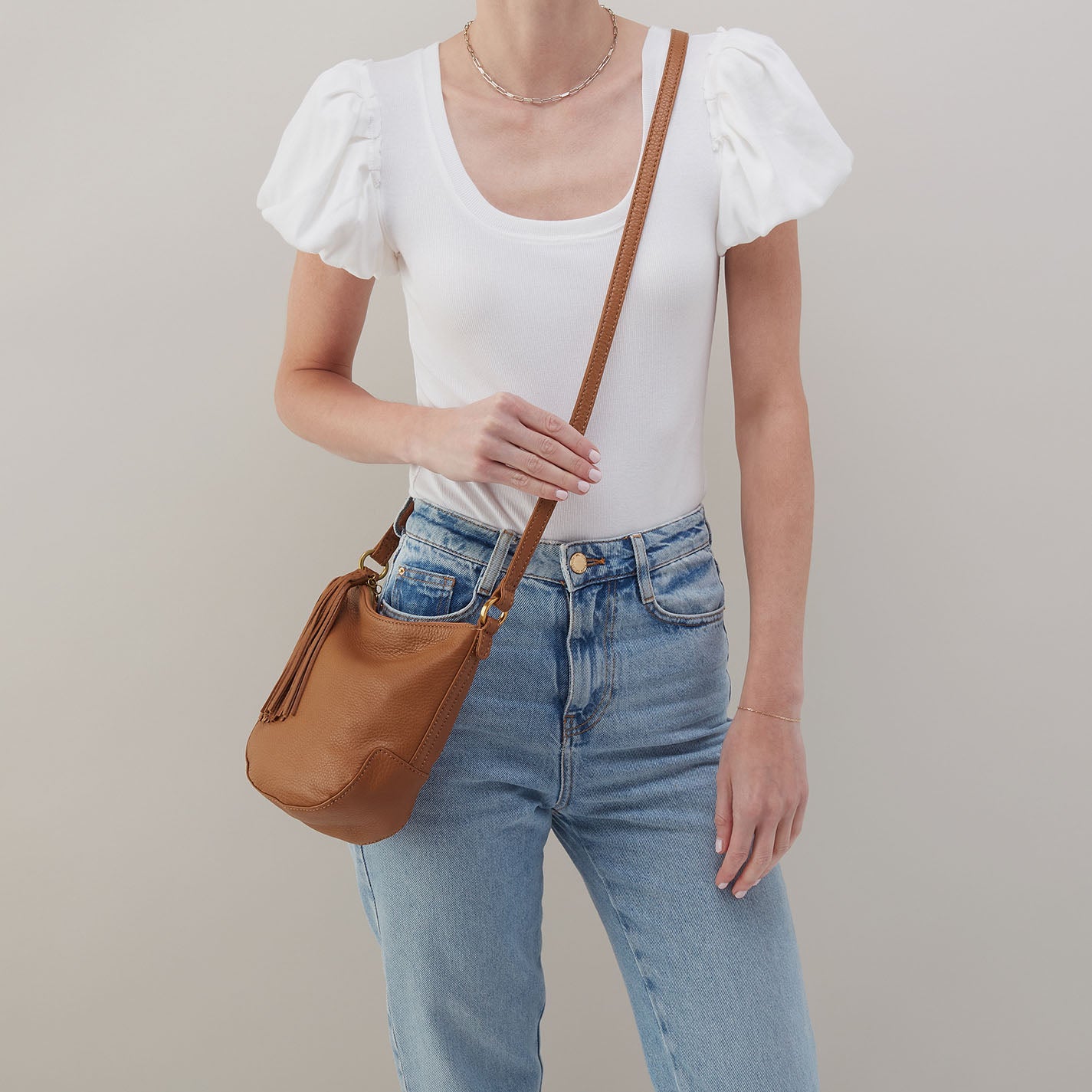 Lexi Crossbody in Pebbled Leather - Warm Honey - Image 2