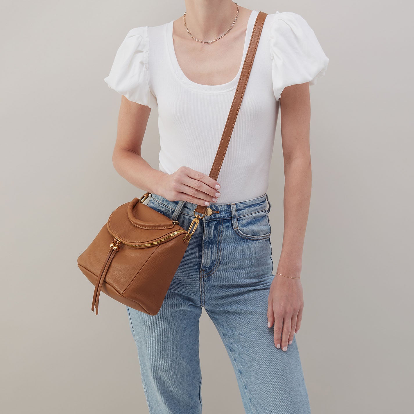 Fern Top Handle Satchel In Pebbled Leather - Warm Honey - Image 2