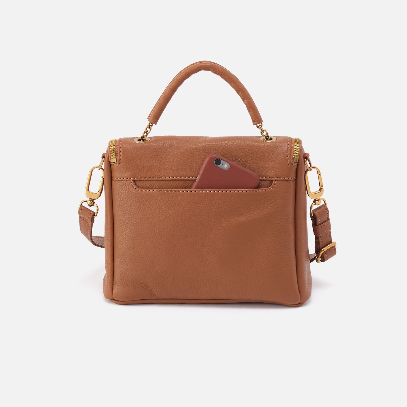 Fern Top Handle Satchel In Pebbled Leather - Warm Honey - Image 4