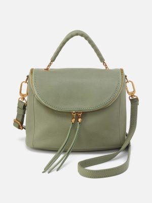 Fern Top Handle Satchel In Pebbled Leather - Watercress