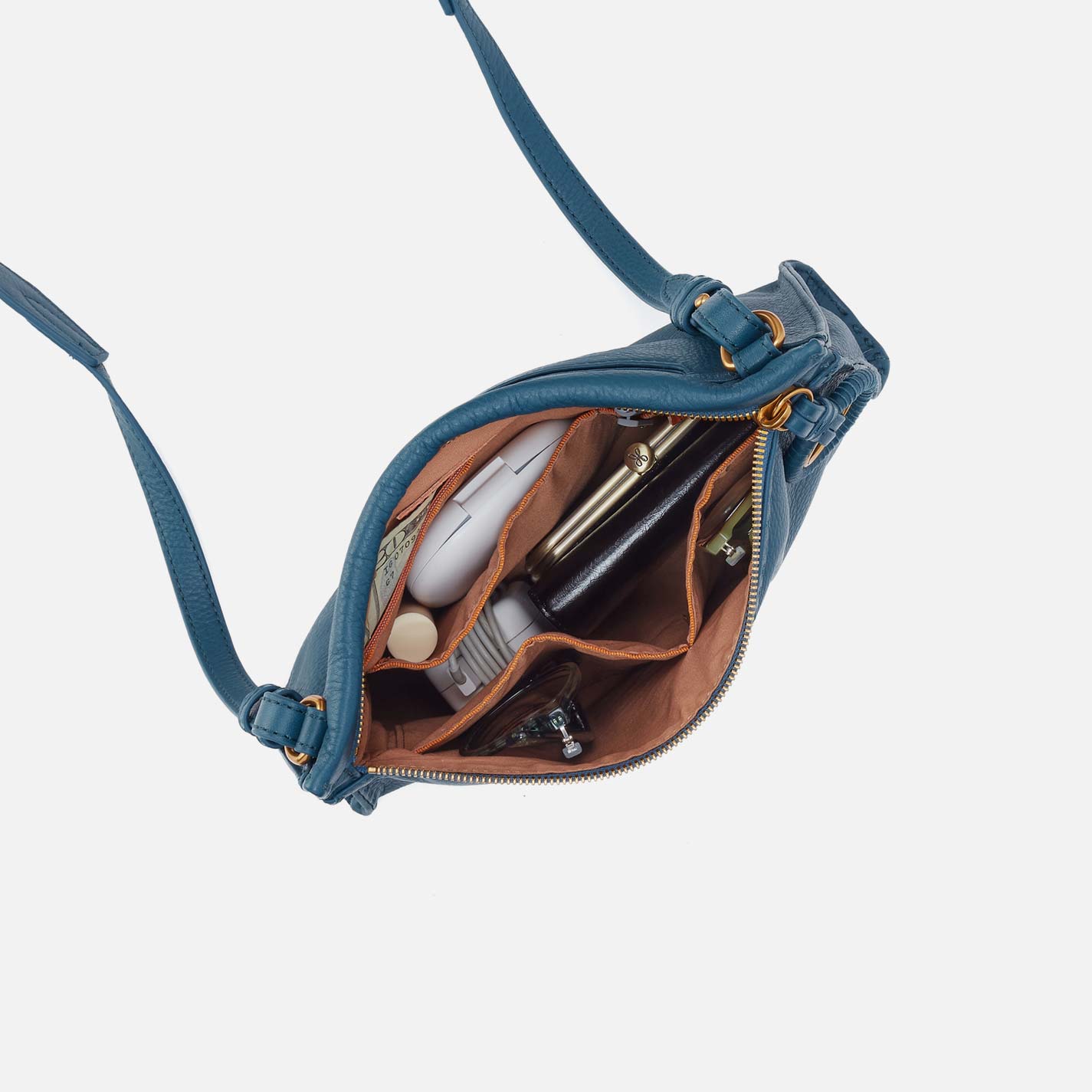 Austin Medium Crossbody in Pebbled Leather - Peacock Feather - Image 3