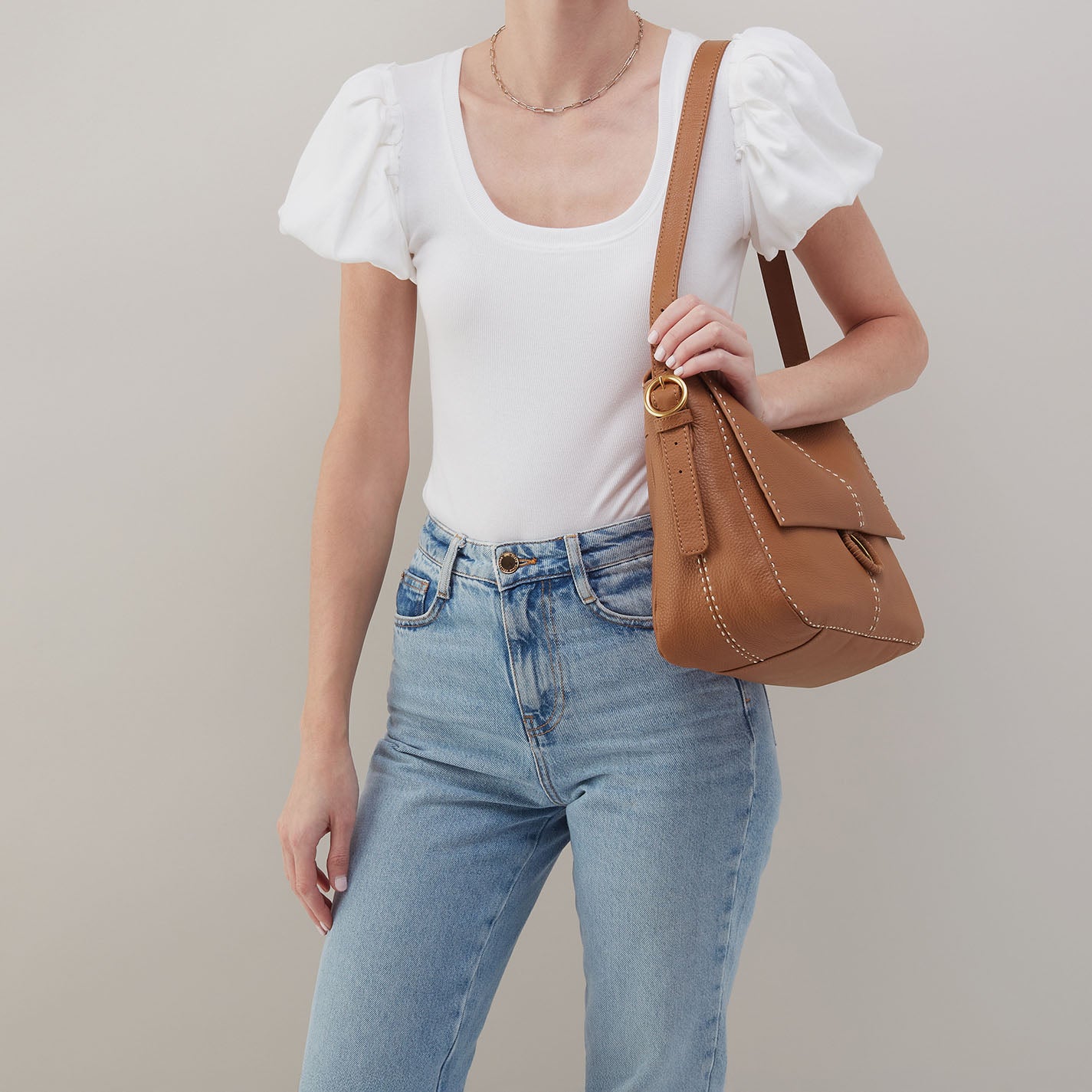 Austin Shoulder Bag In Pebbled Leather - Warm Honey - Image 3