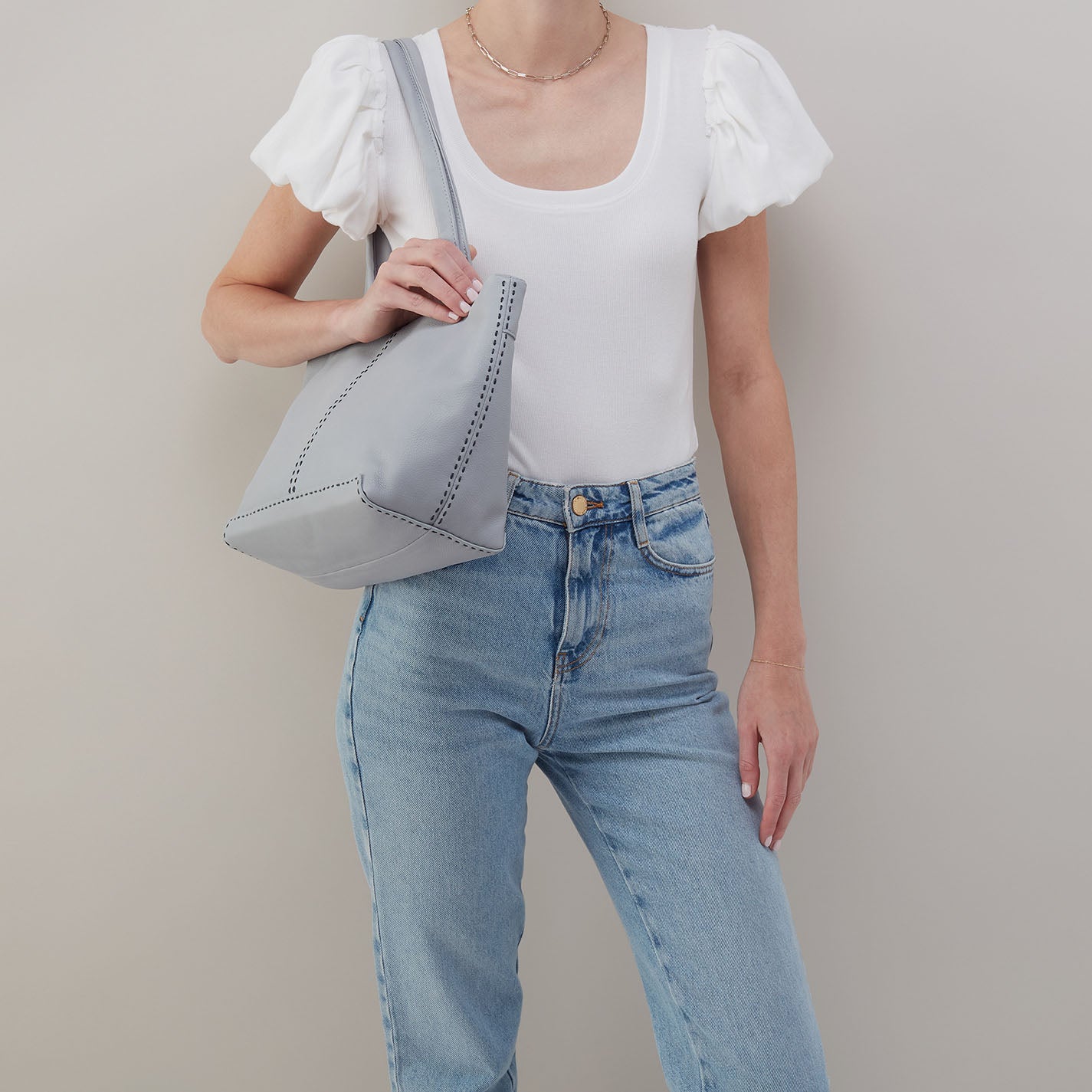 Austin Tote In Pebbled Leather - Blue Pearl - Image 2